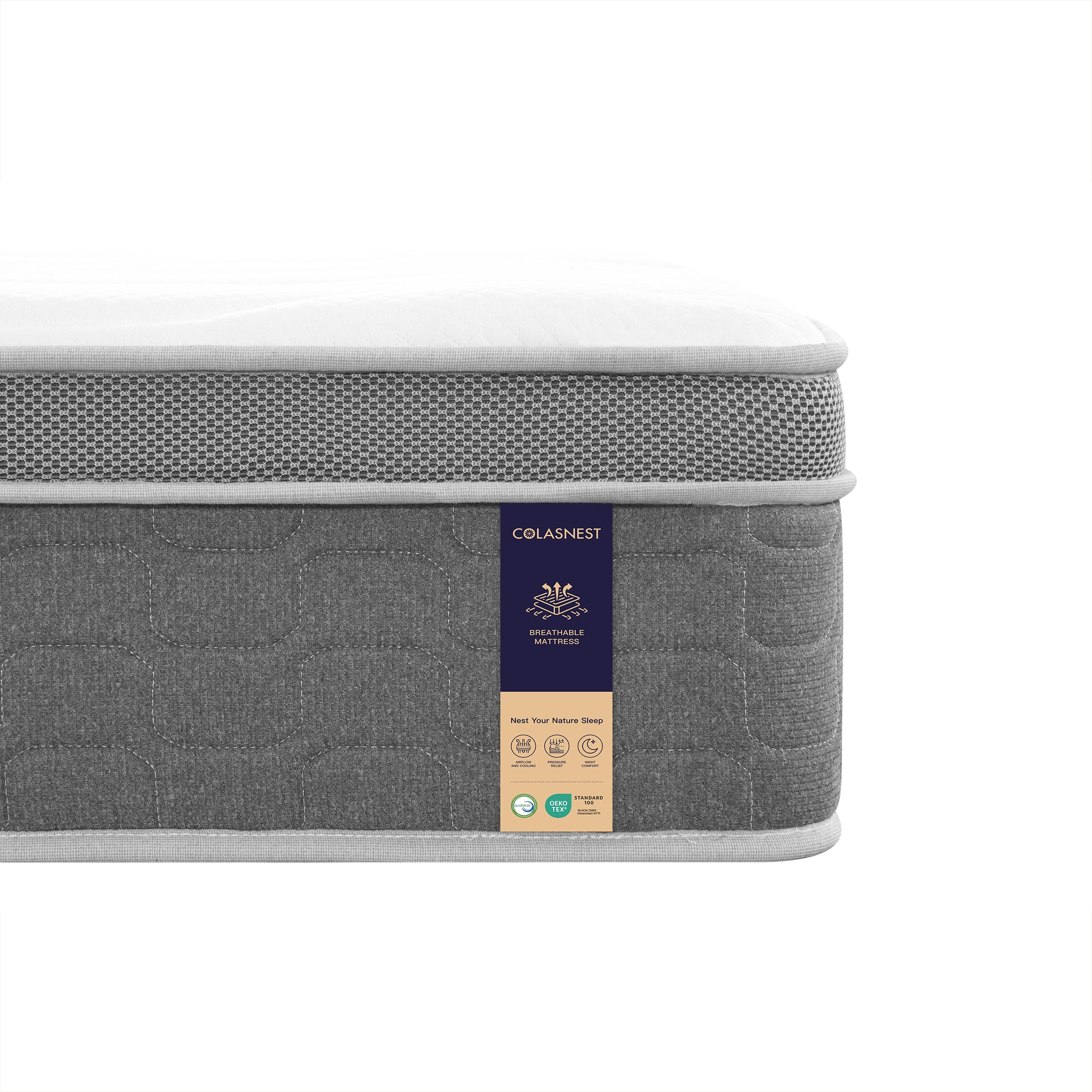 COLASNEST 10" 4D Breatheflow Hybrid Mattress | Medium-Firm Double-Wrapped Comfort