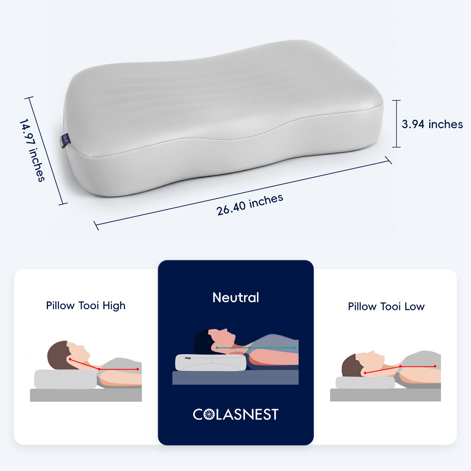 COLASNEST Zero Pressure Deep Sleep Pillow