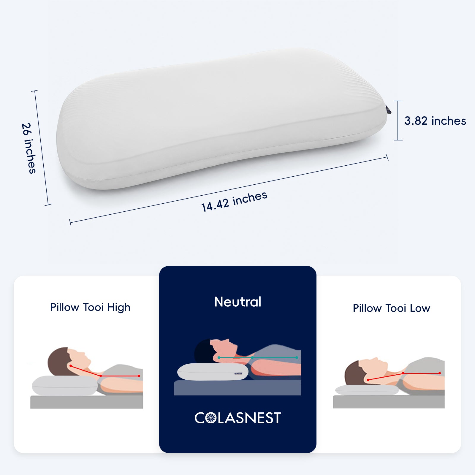 COLASNEST 75D Gel Memory Foam Pillow