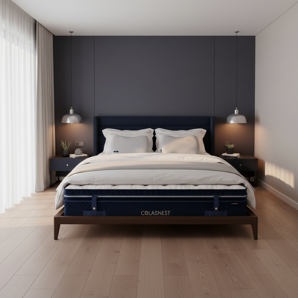 COLASNEST Bedroom - Full Bed Frame Visible